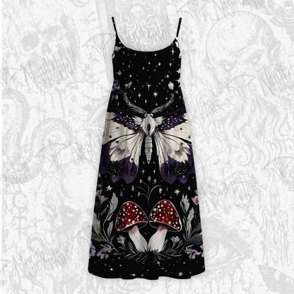 Moth and Mushrooms Strap Midi Sundress
