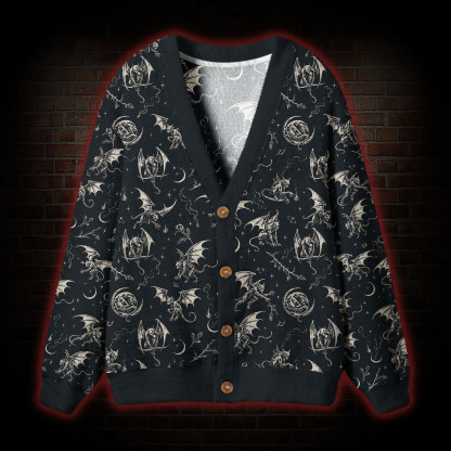 Gargoyle & Demon Cardigan Sweater