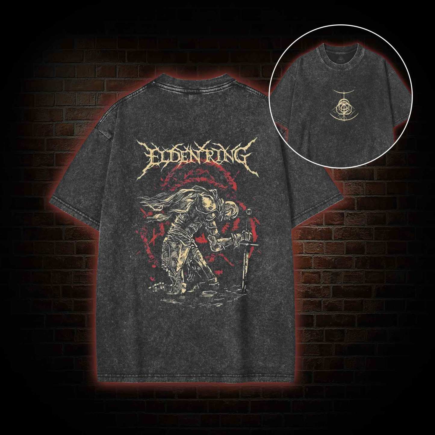 Golden Order Back Print Washed T-shirt