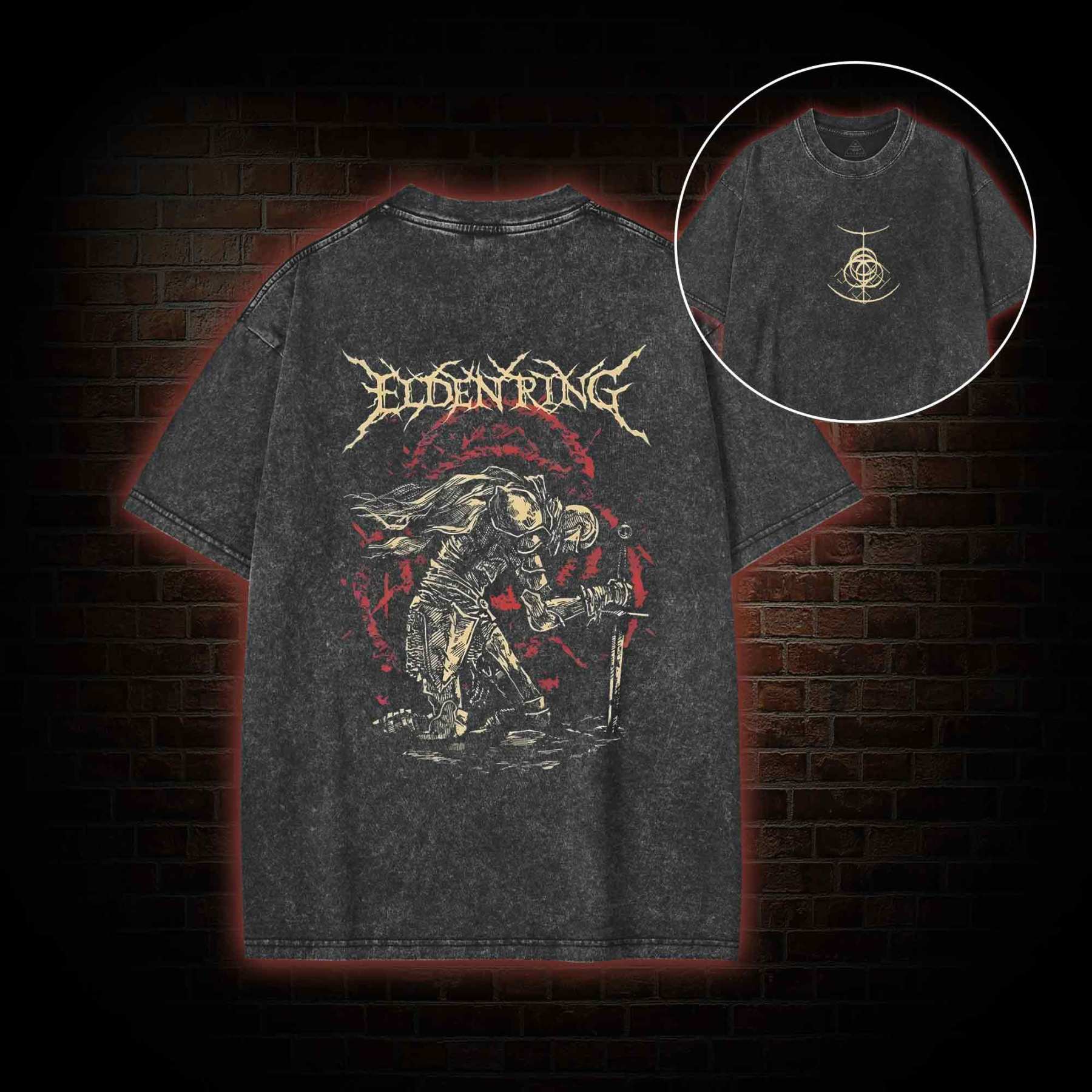 Golden Order Back Print Washed T-shirt