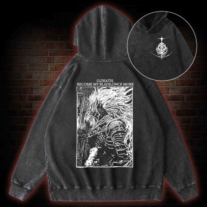 The Black Blade Back Print Washed Hoodie