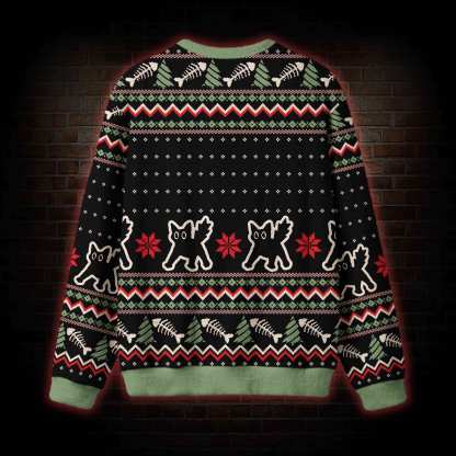 Naughty Santa Cat Retro Ugly Sweatshirts