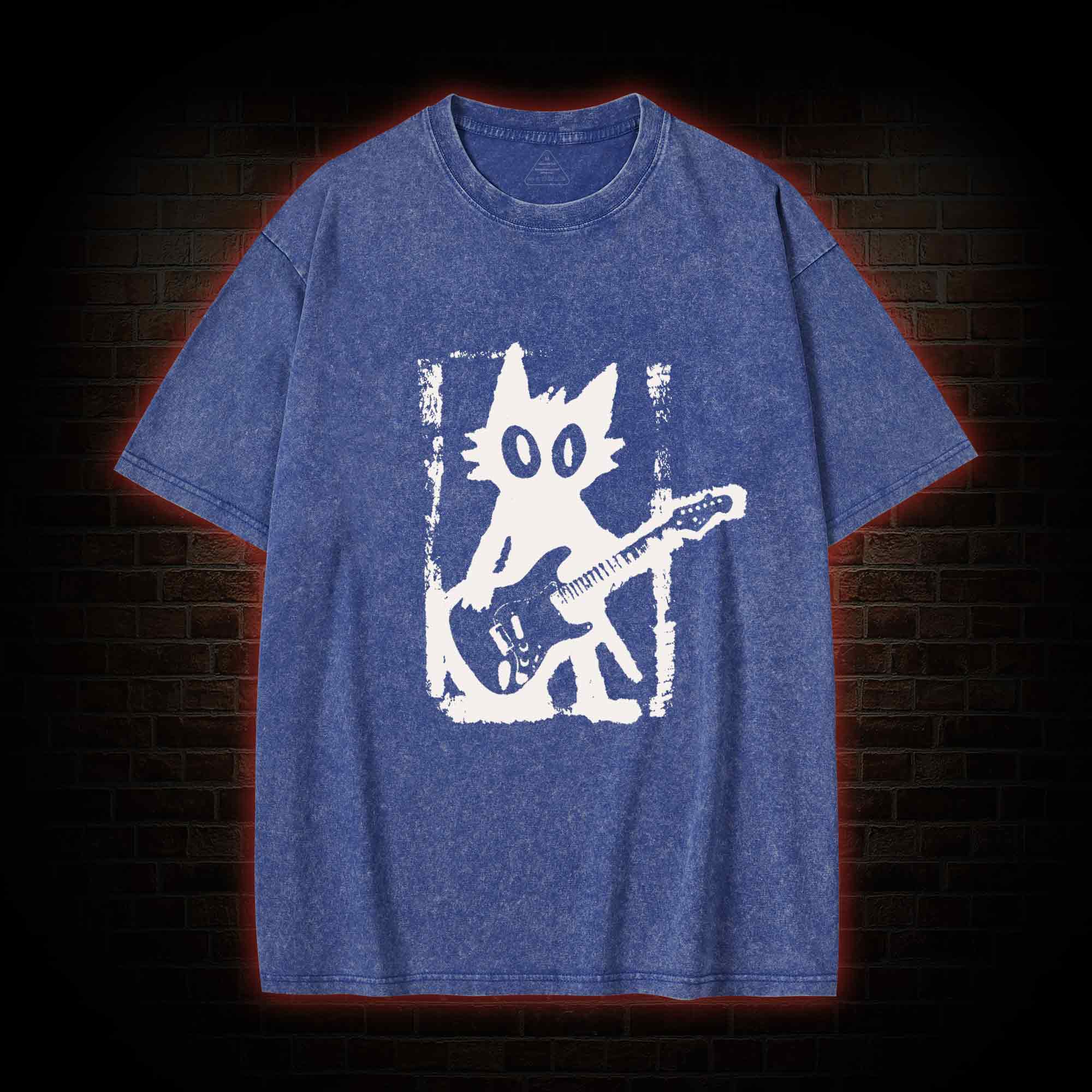Rock and Roll Cat Washed T-shirt