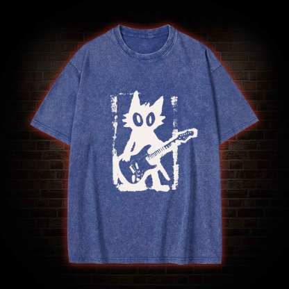Rock and Roll Cat Washed T-shirt