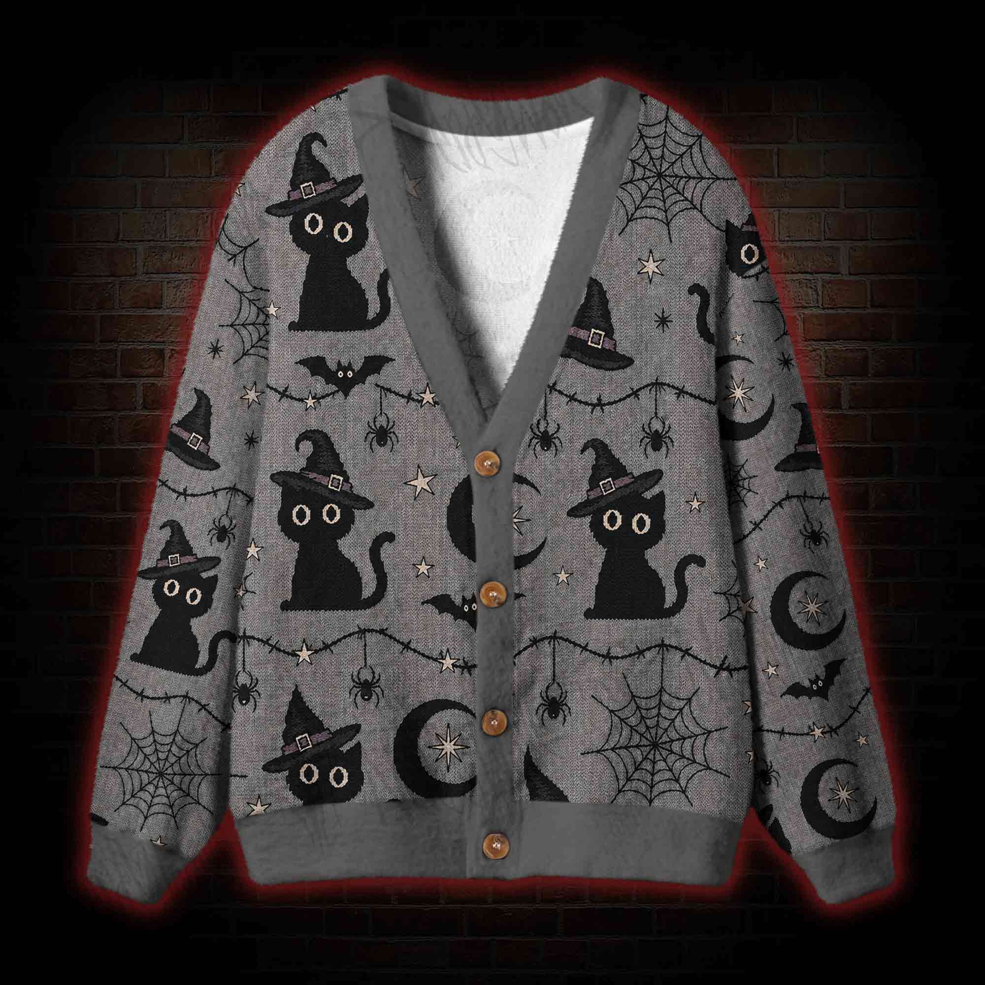 Witch's Familiar Black Cat Cardigan Sweater