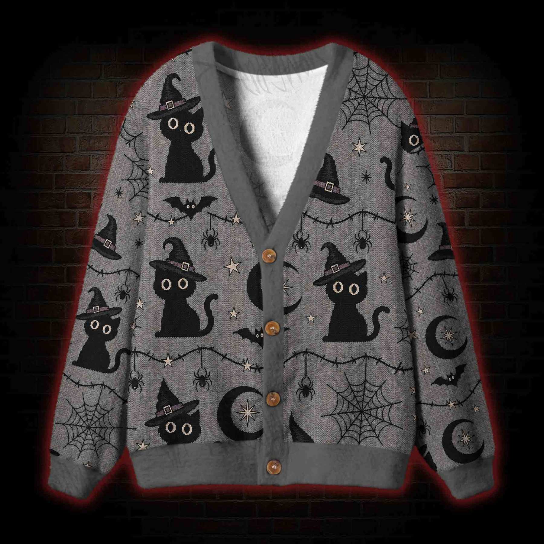 Witch's Familiar Black Cat Cardigan Sweater
