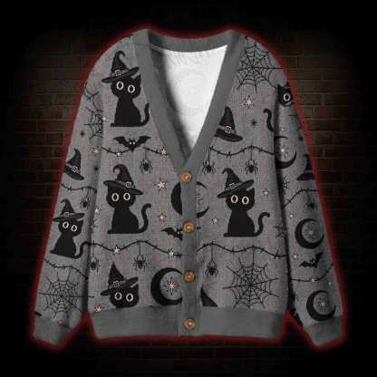 Witch's Familiar Black Cat Cardigan Sweater