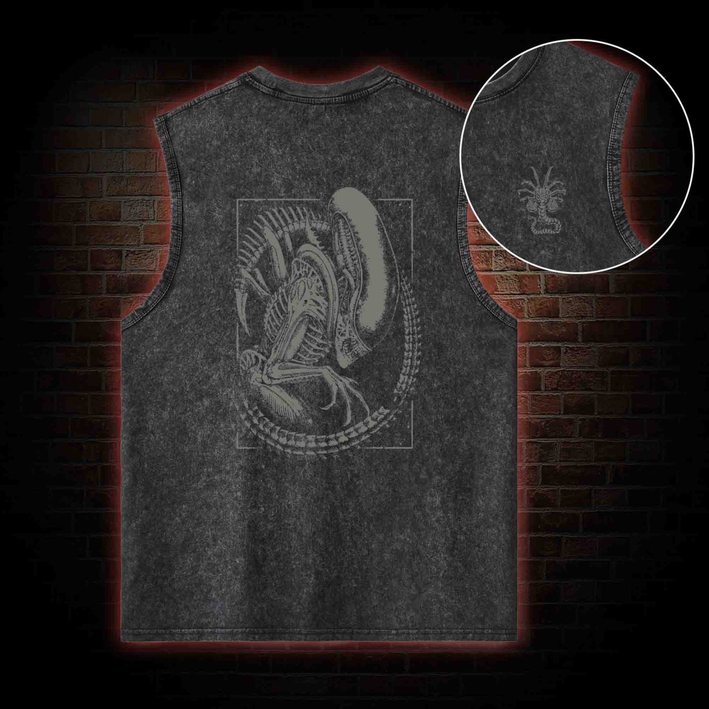Alien Vintage Back Print Washed Tank Top