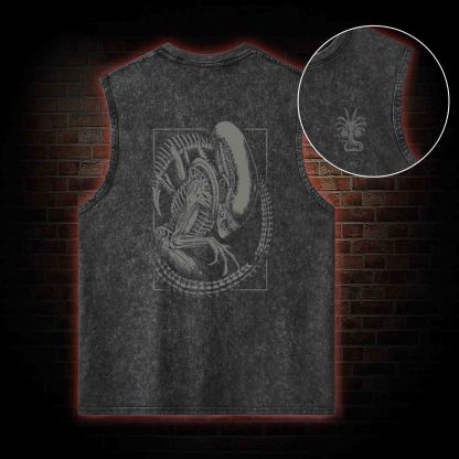 Alien Vintage Back Print Washed Tank Top