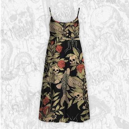 Skull and Flying Fish Strap Midi Sundress
