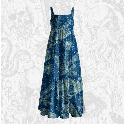 Marine Mermaid Wide Straps Maxi Dress