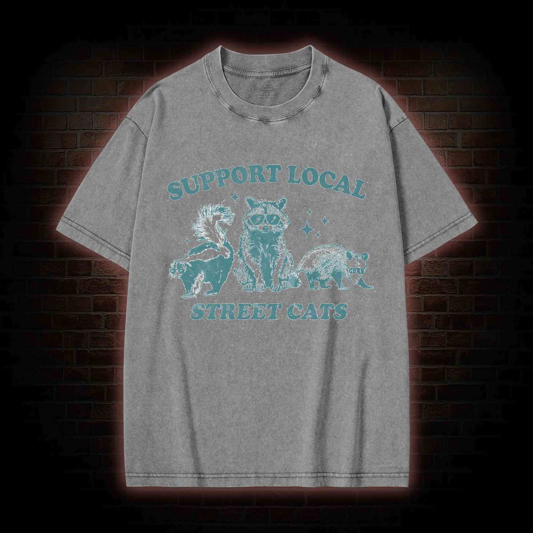Support Local Street Cats Washed T-shirt