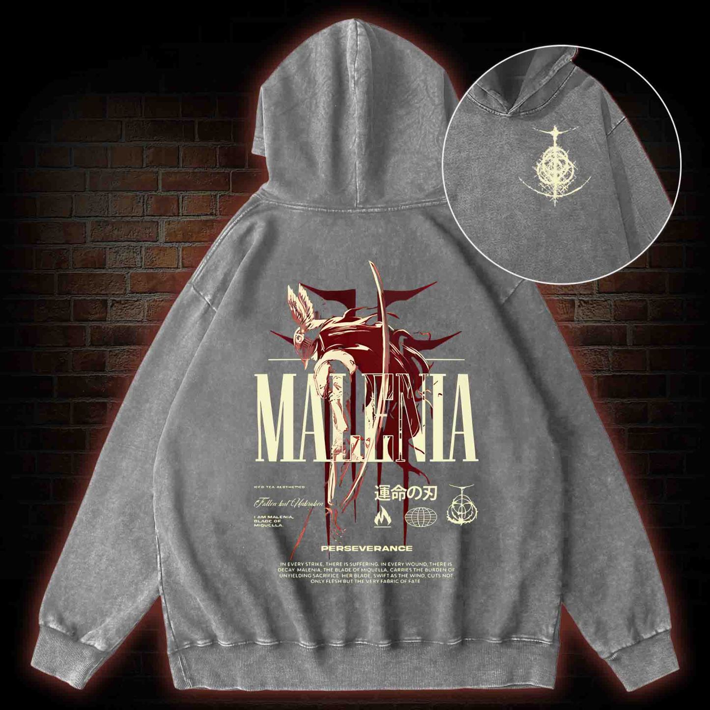 Cursed Goddess Back Print Washed Hoodie