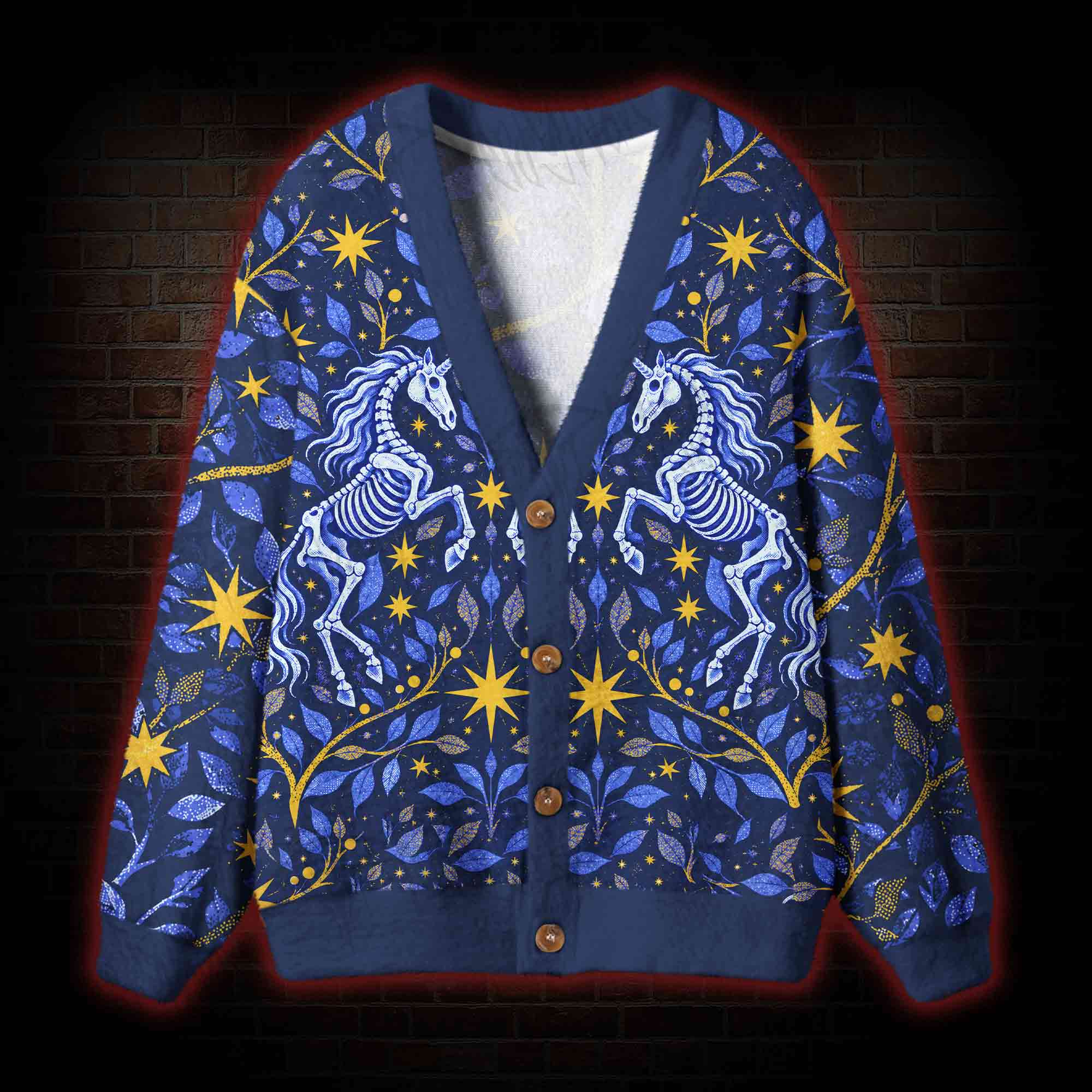 Gothic Skeleton Unicorn Cardigan Sweater