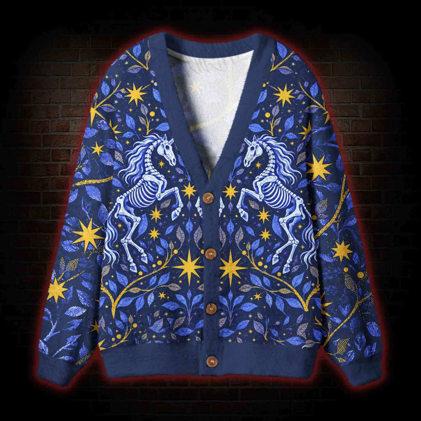Gothic Skeleton Unicorn Cardigan Sweater