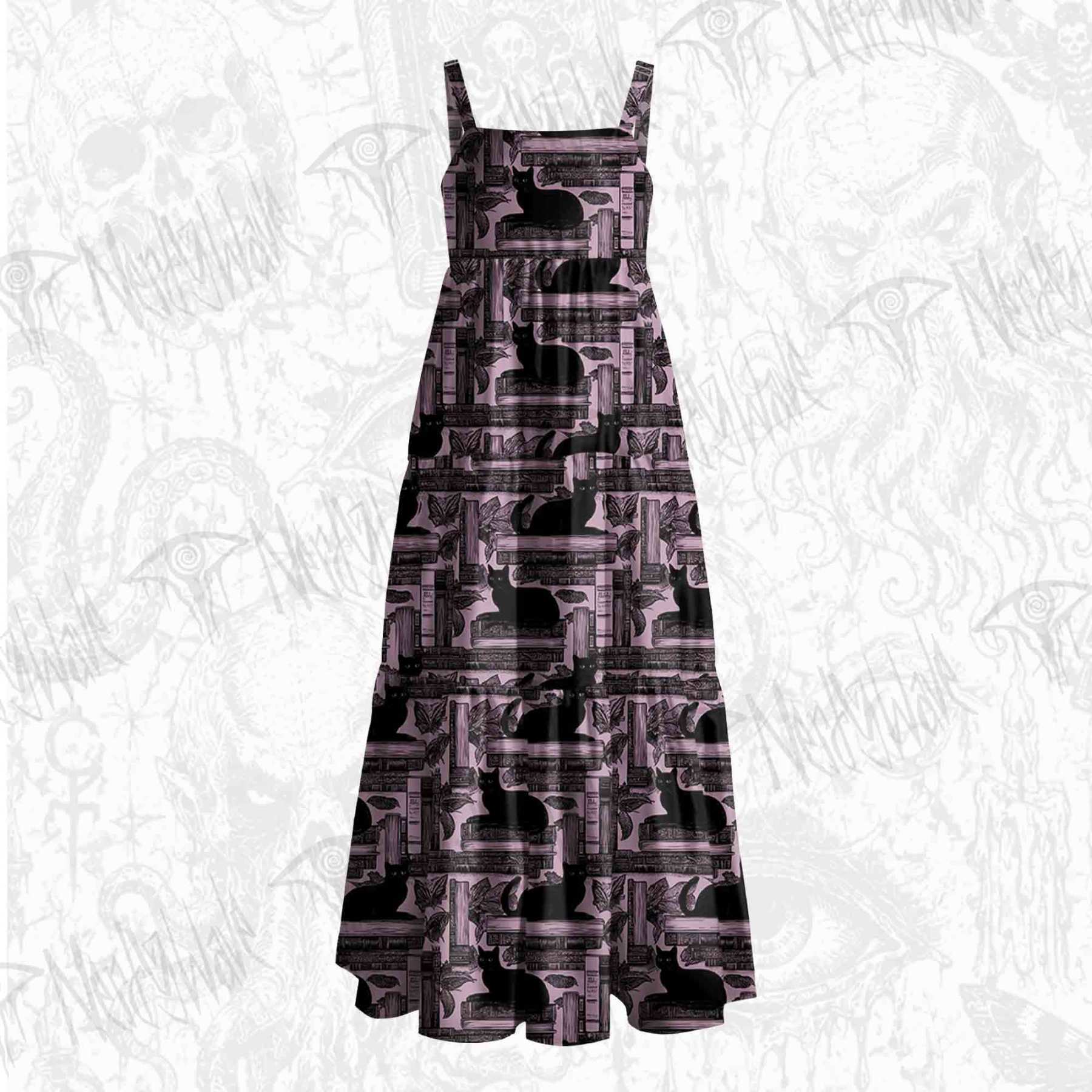 Library of Cats Wide Straps Maxi Dress