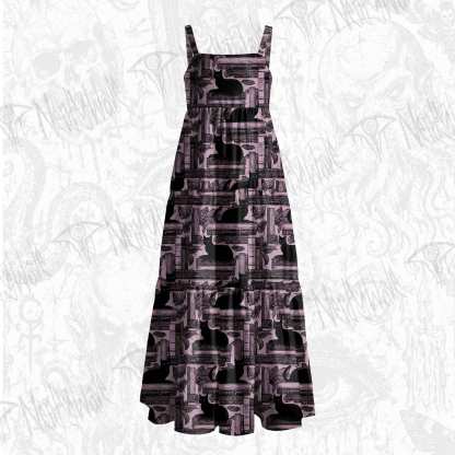 Library of Cats Wide Straps Maxi Dress