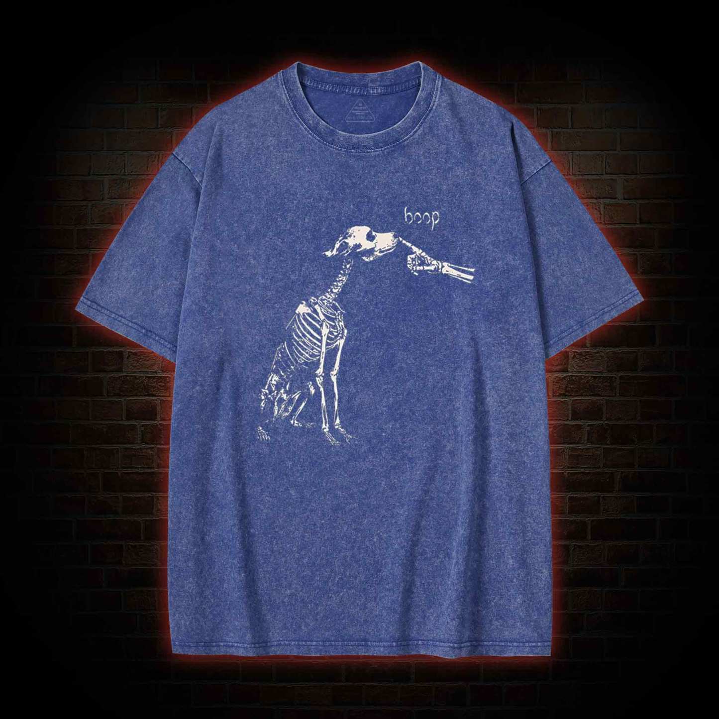 Boop Dog Skeleton Halloween Washed T-shirt