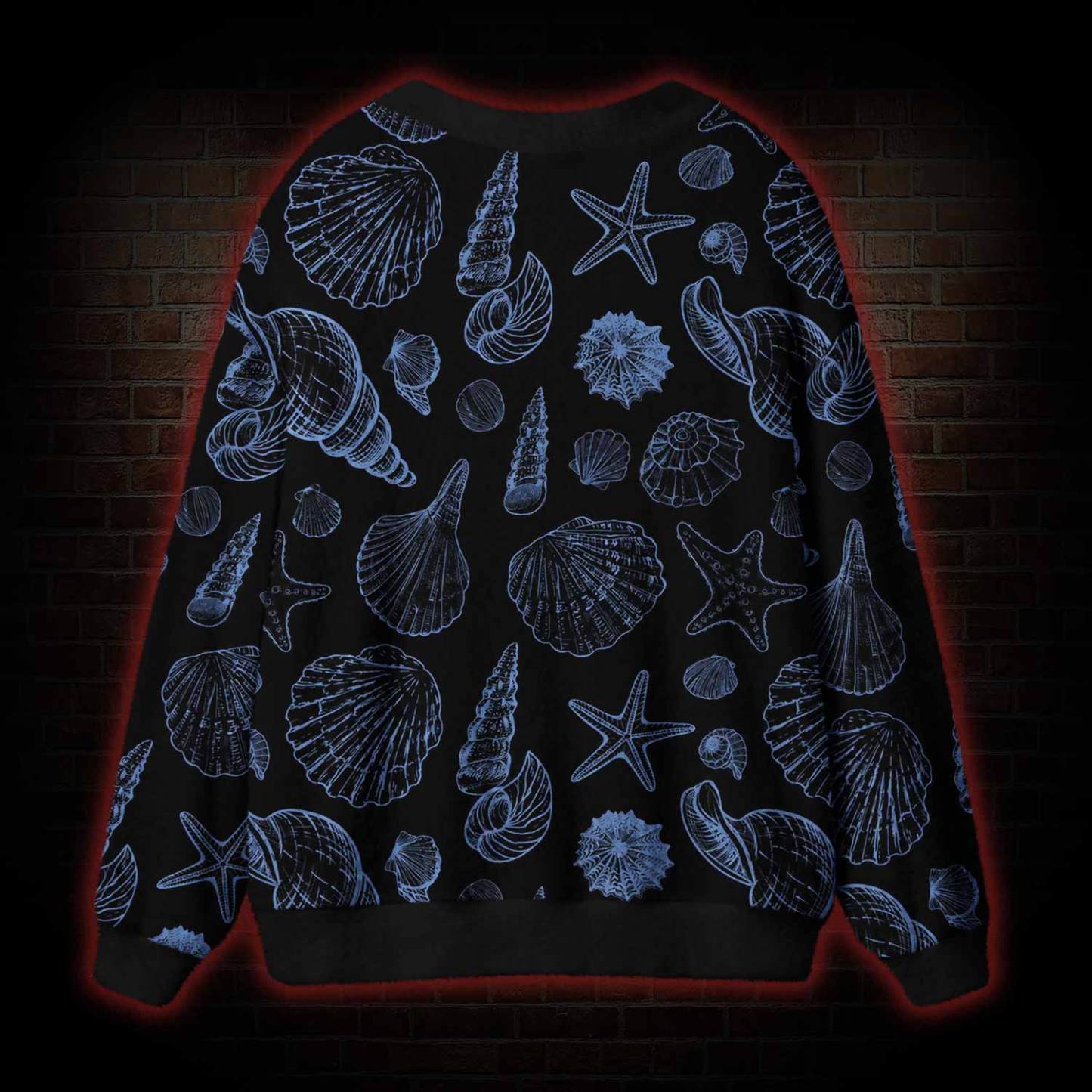 Blue Seashell Cardigan Sweater