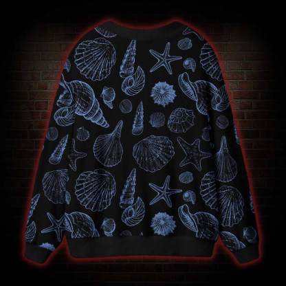 Blue Seashell Cardigan Sweater