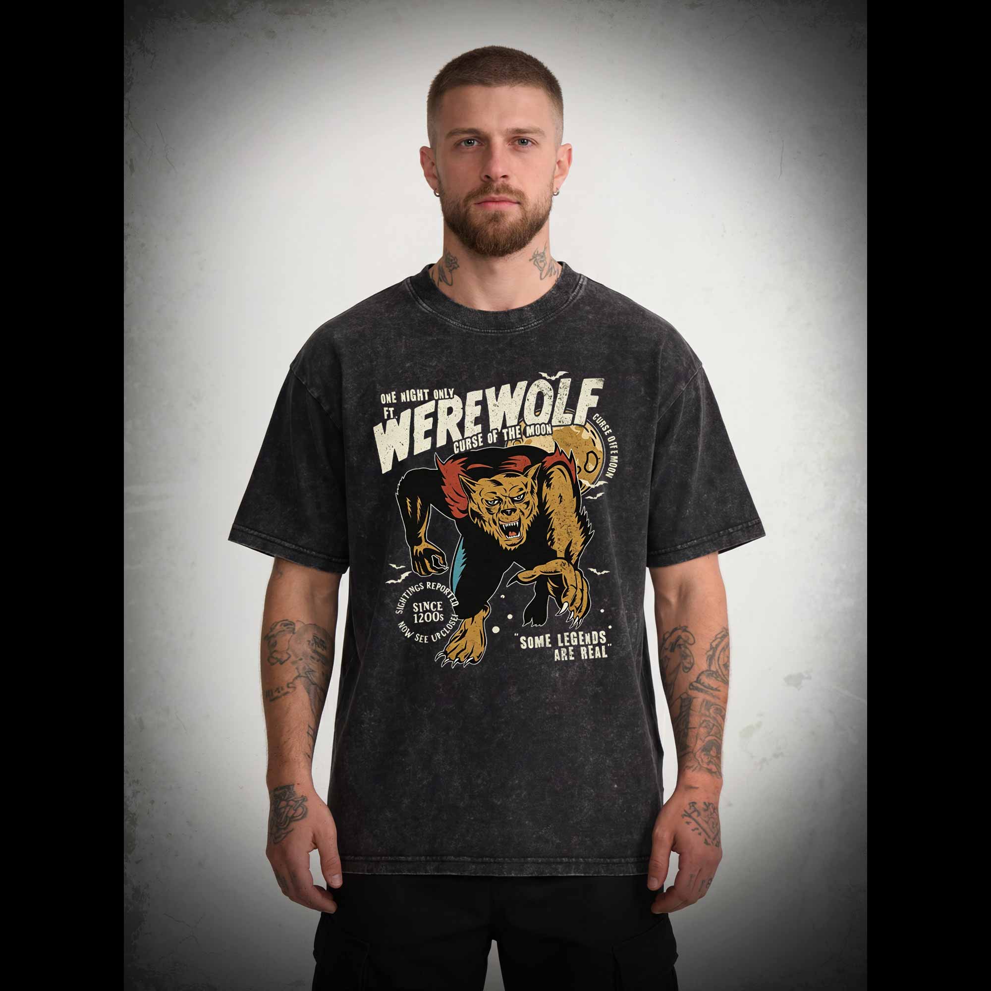 Vintage Halloween Werewolf Washed T-shirt