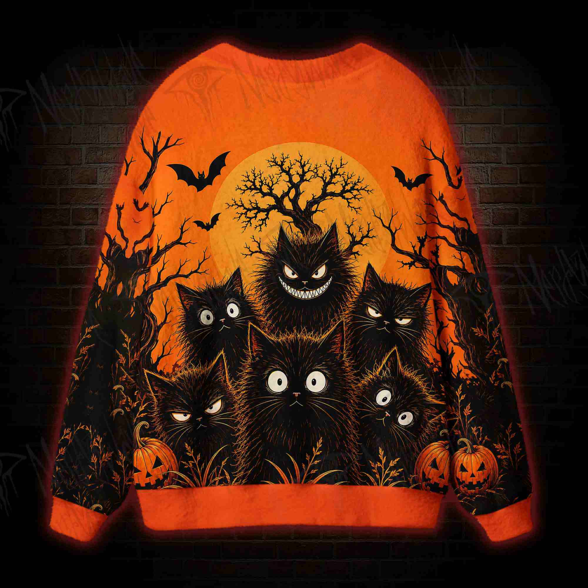 Pumpkin Cat Coven Cardigan Sweater