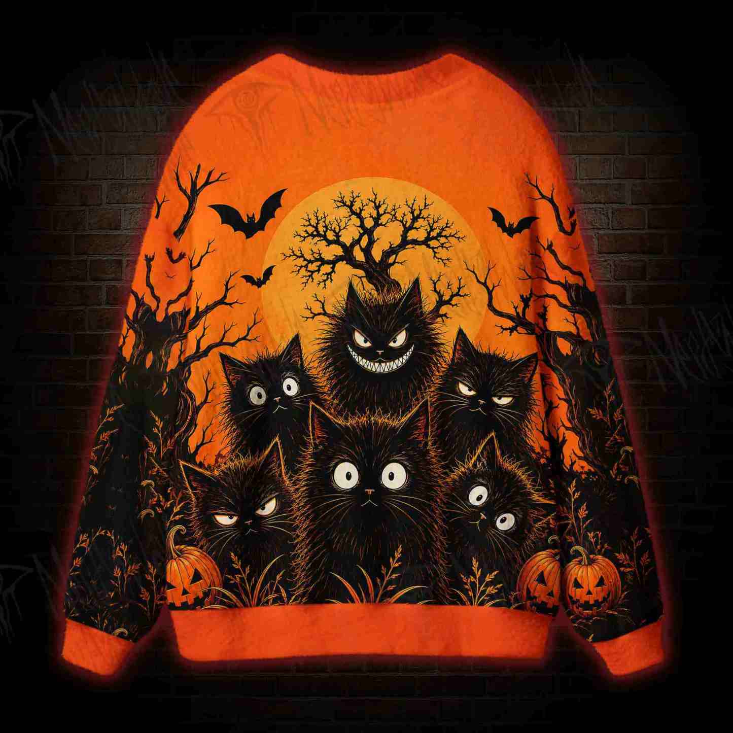 Pumpkin Cat Coven Cardigan Sweater