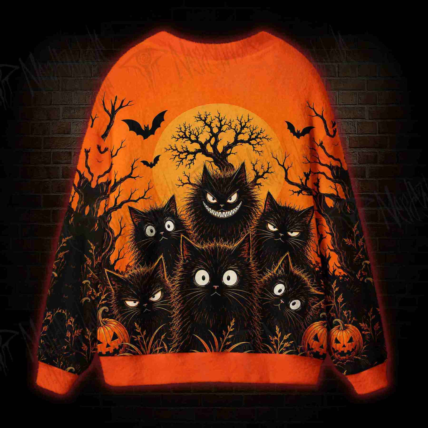 Pumpkin Cat Coven Cardigan Sweater