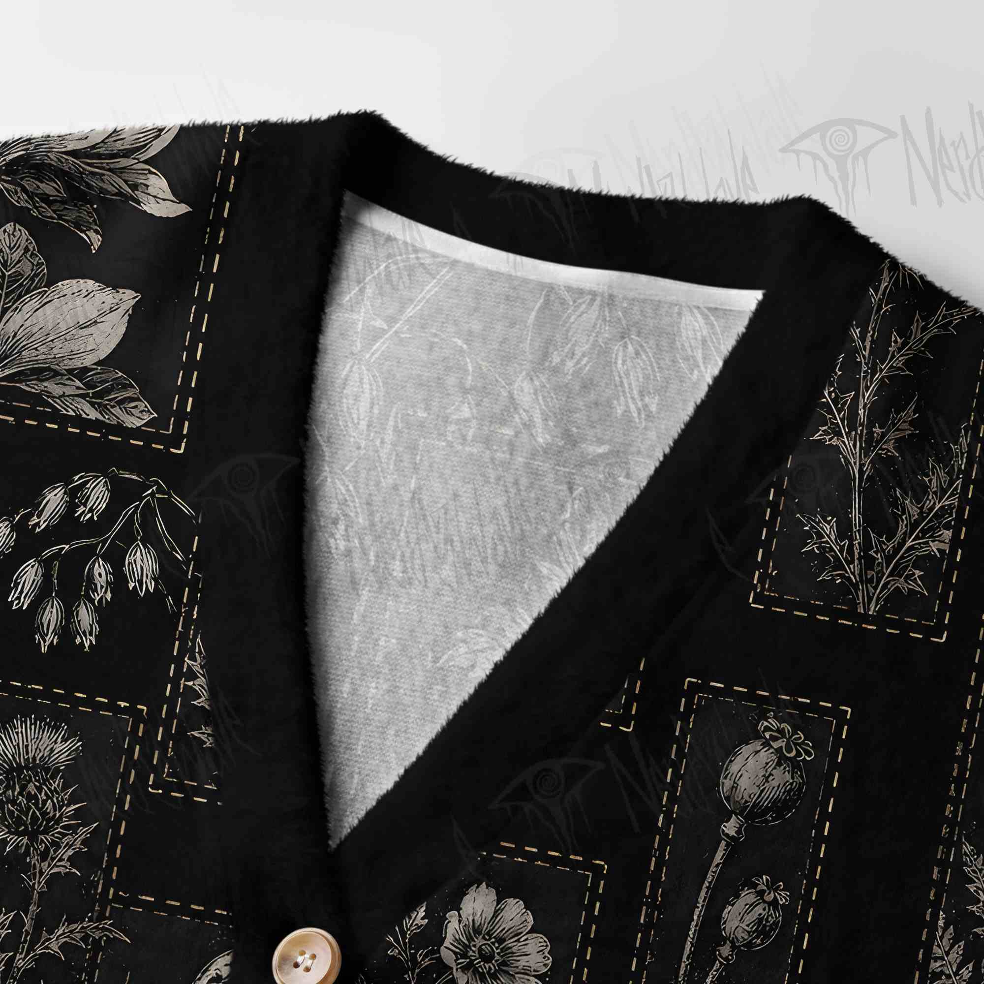 Botanical Noir Women's Cardigan Sweater