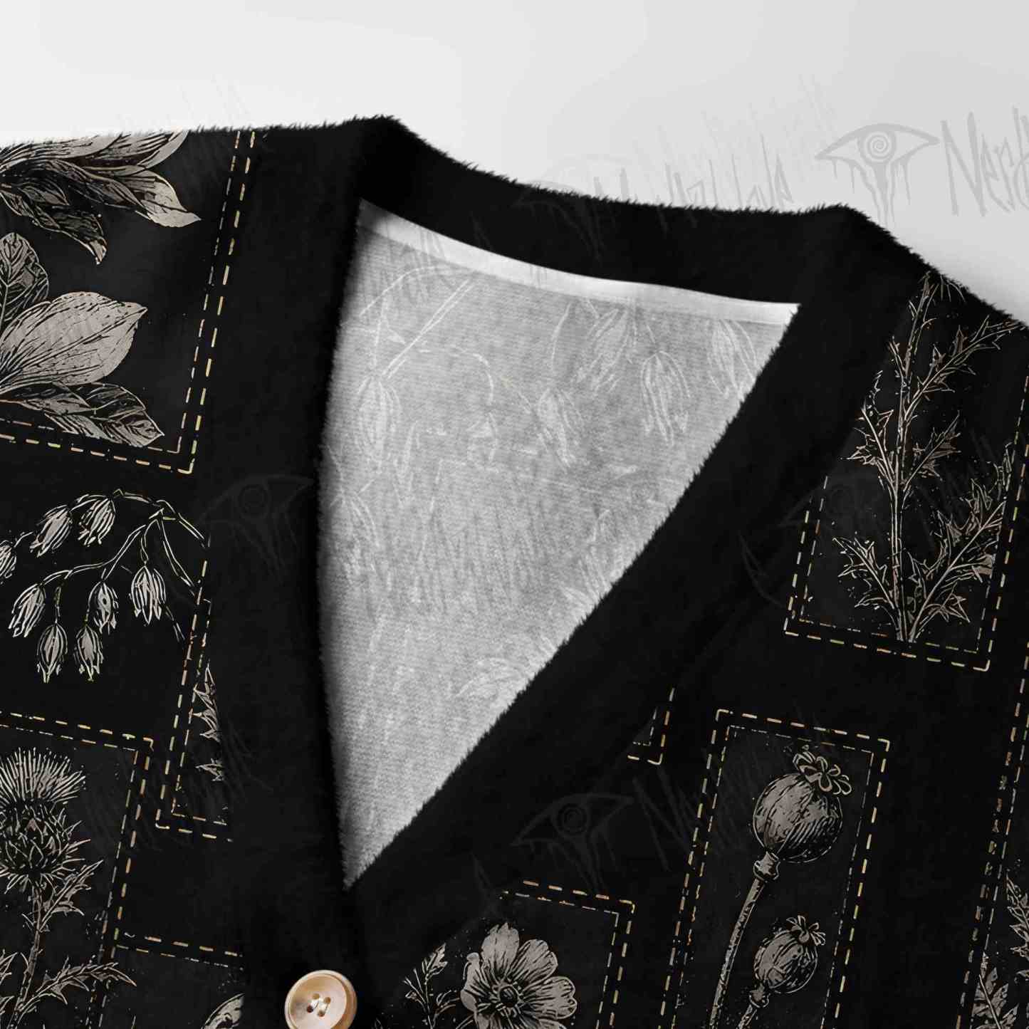 Botanical Noir Women's Cardigan Sweater