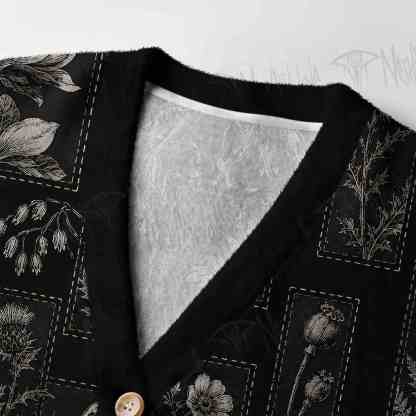 Botanical Noir Women's Cardigan Sweater