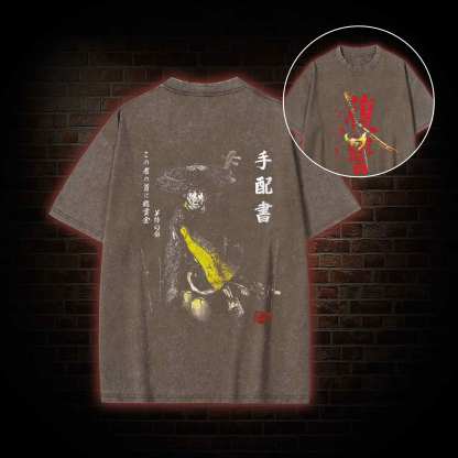 3773 Back Print Washed T-shirt