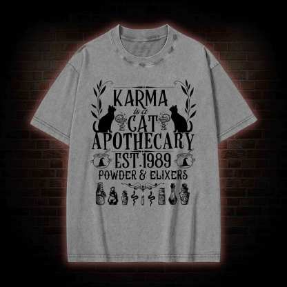 Karma Is A Cat Apothecary Washed T-shirt