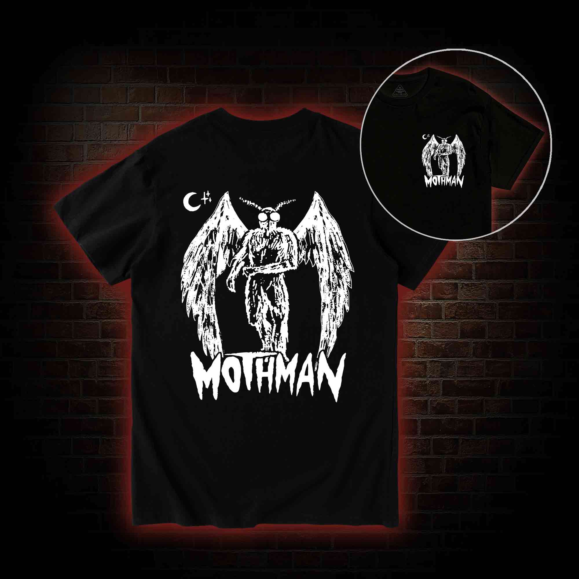 Mothman Bcak Print T-shirt 