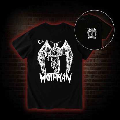 Mothman Bcak Print T-shirt 