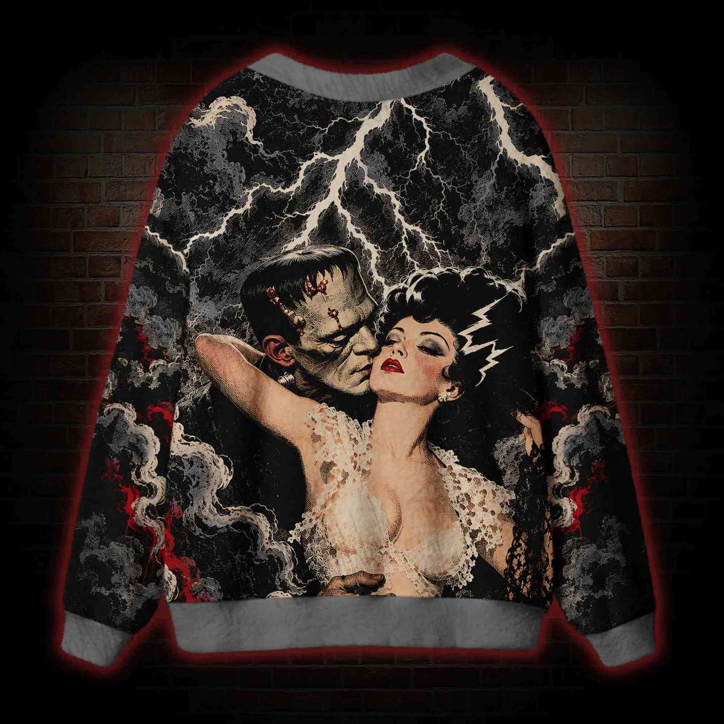 Crimson Monster Kiss Cardigan Sweater
