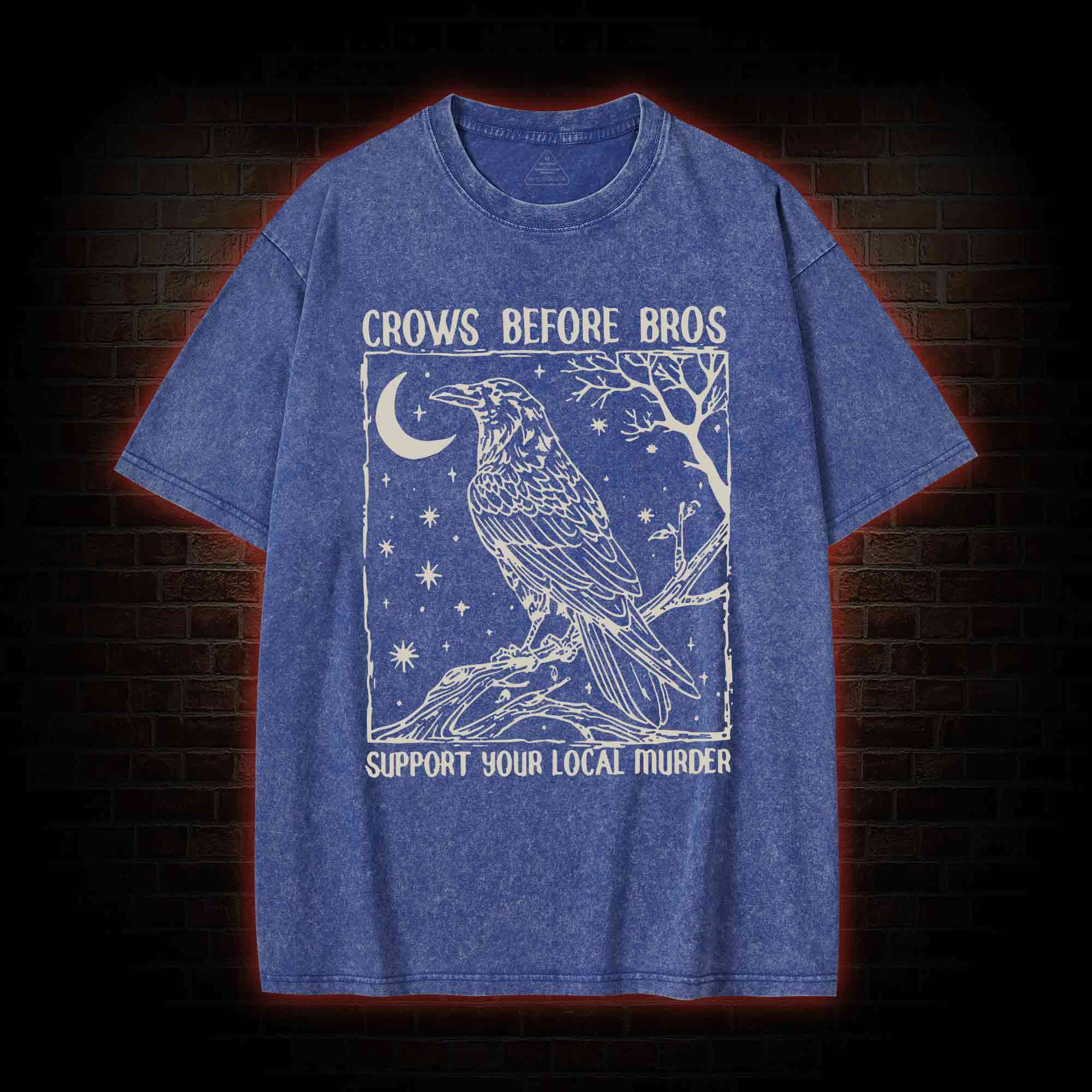Crows Before Bros - Support Your Local Murder Washed T-shirt