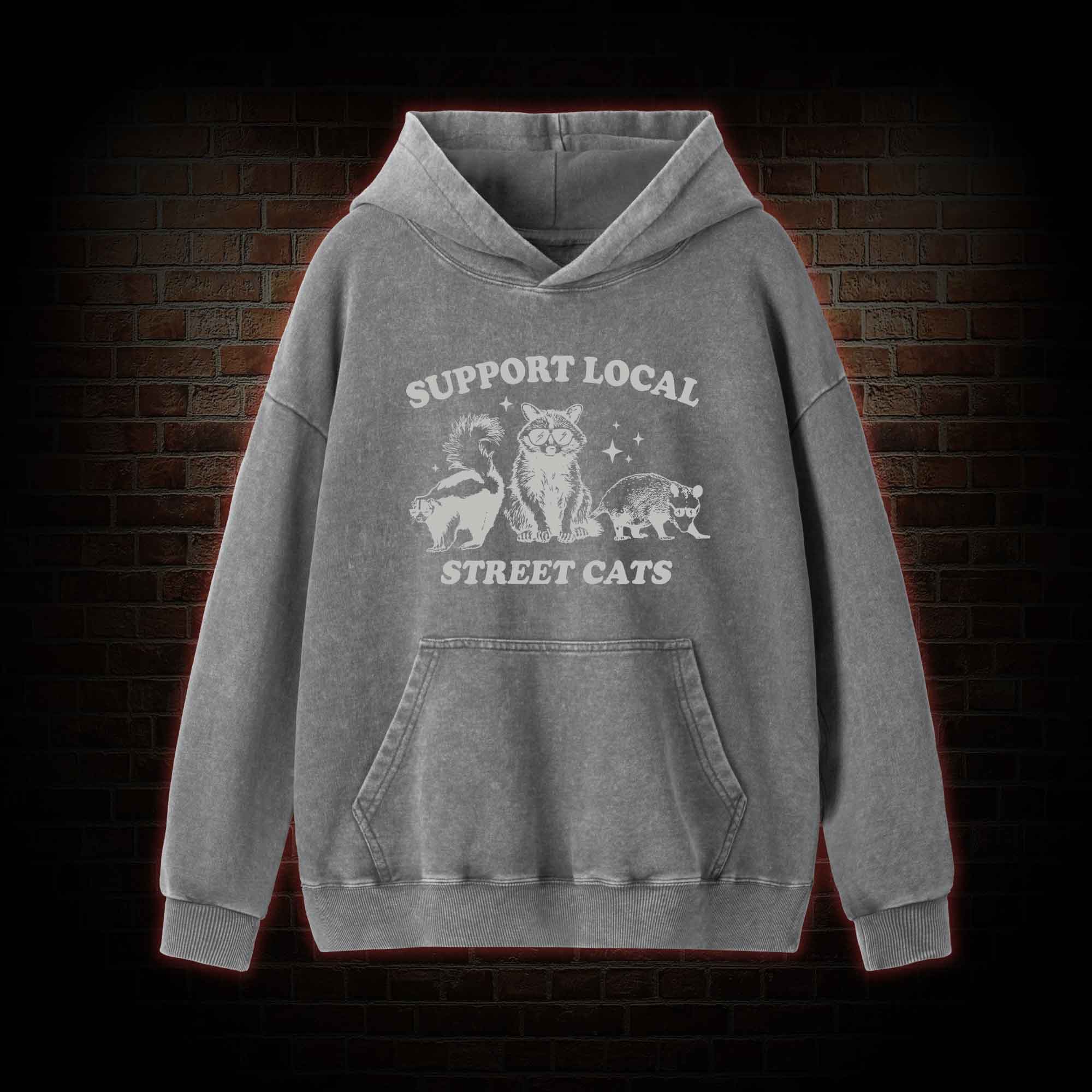Support Local Street Cats Washed Hoodie