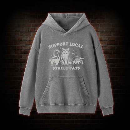 Support Local Street Cats Washed Hoodie