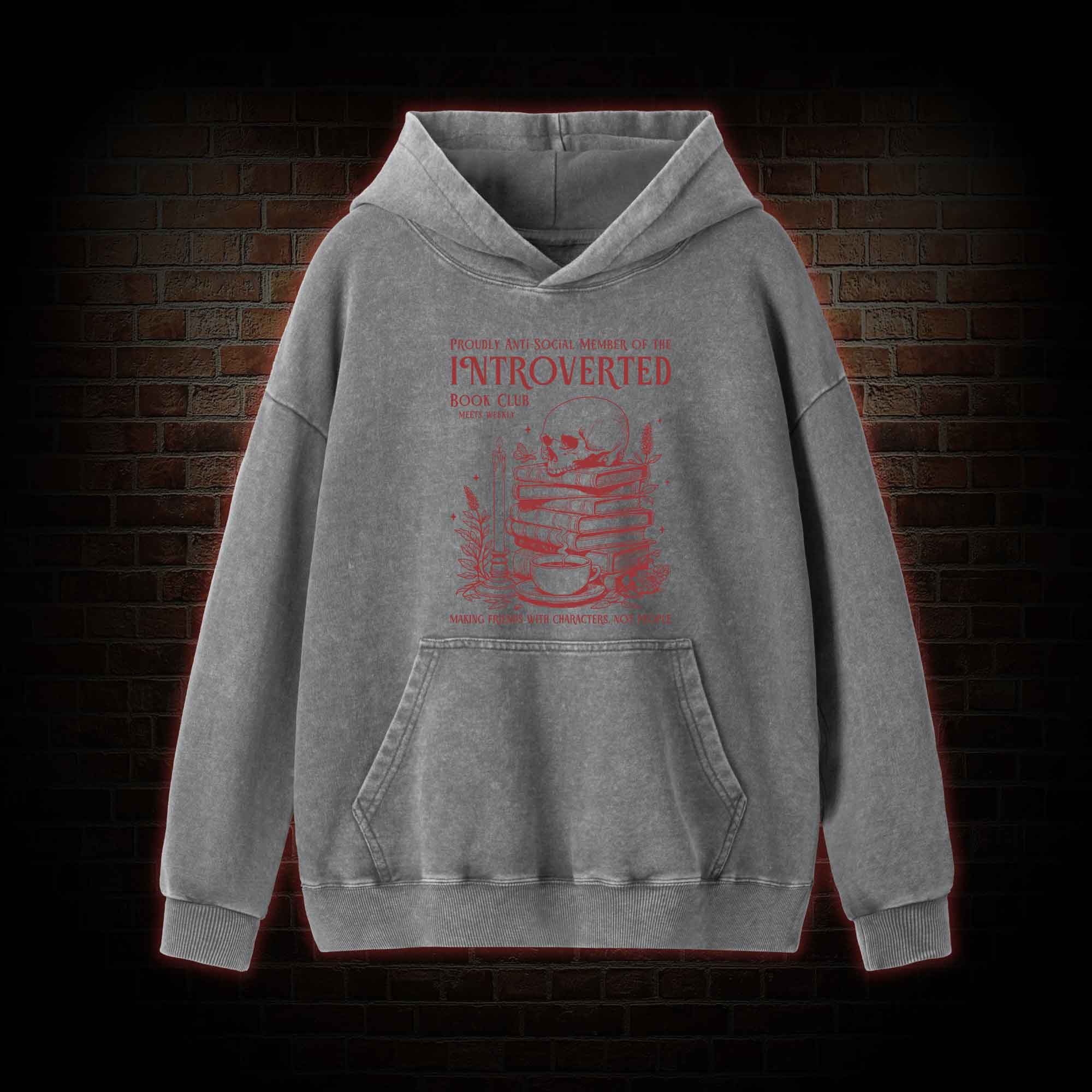 Introverted Book Club Washed Hoodie