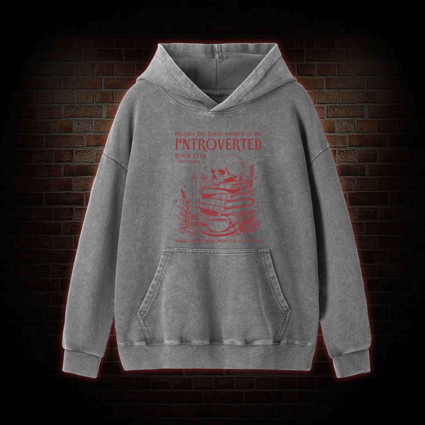 Introverted Book Club Washed Hoodie