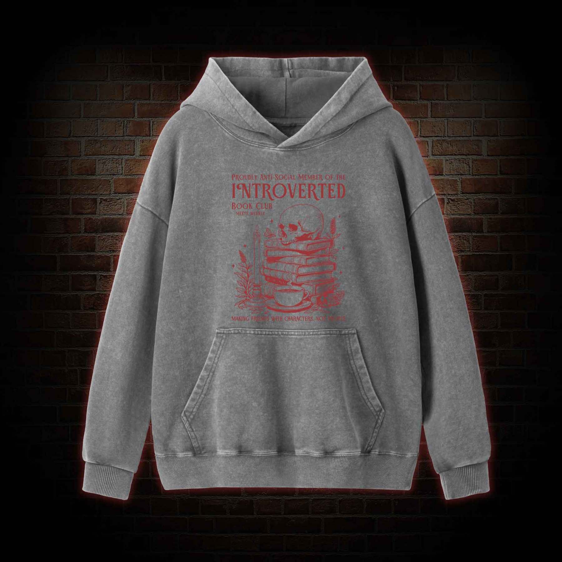 Introverted Book Club Washed Hoodie
