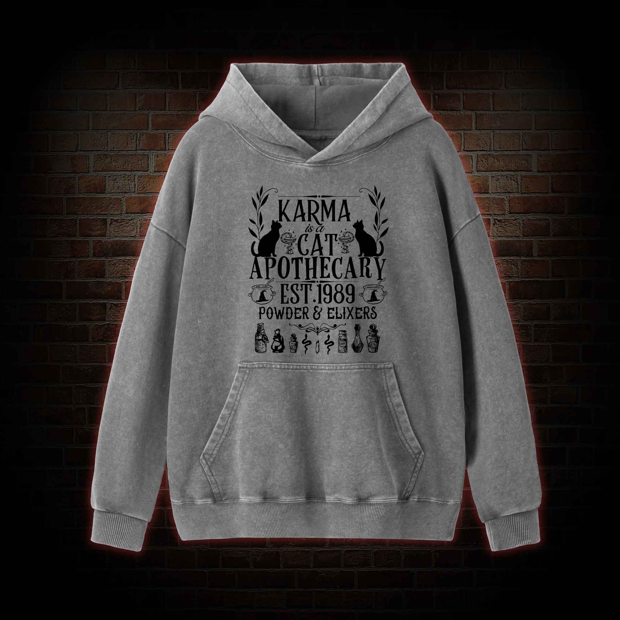 Karma Is A Cat Apothecary Washed Hoodie