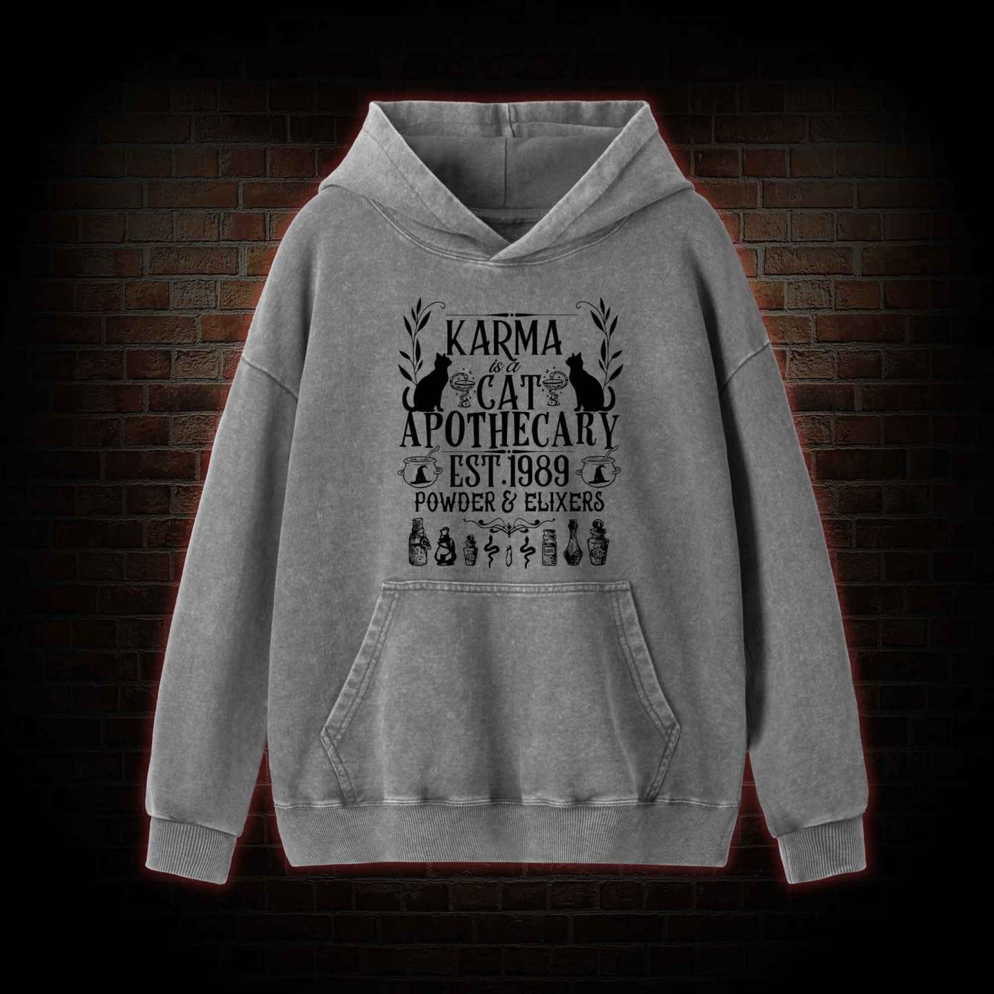 Karma Is A Cat Apothecary Washed Hoodie