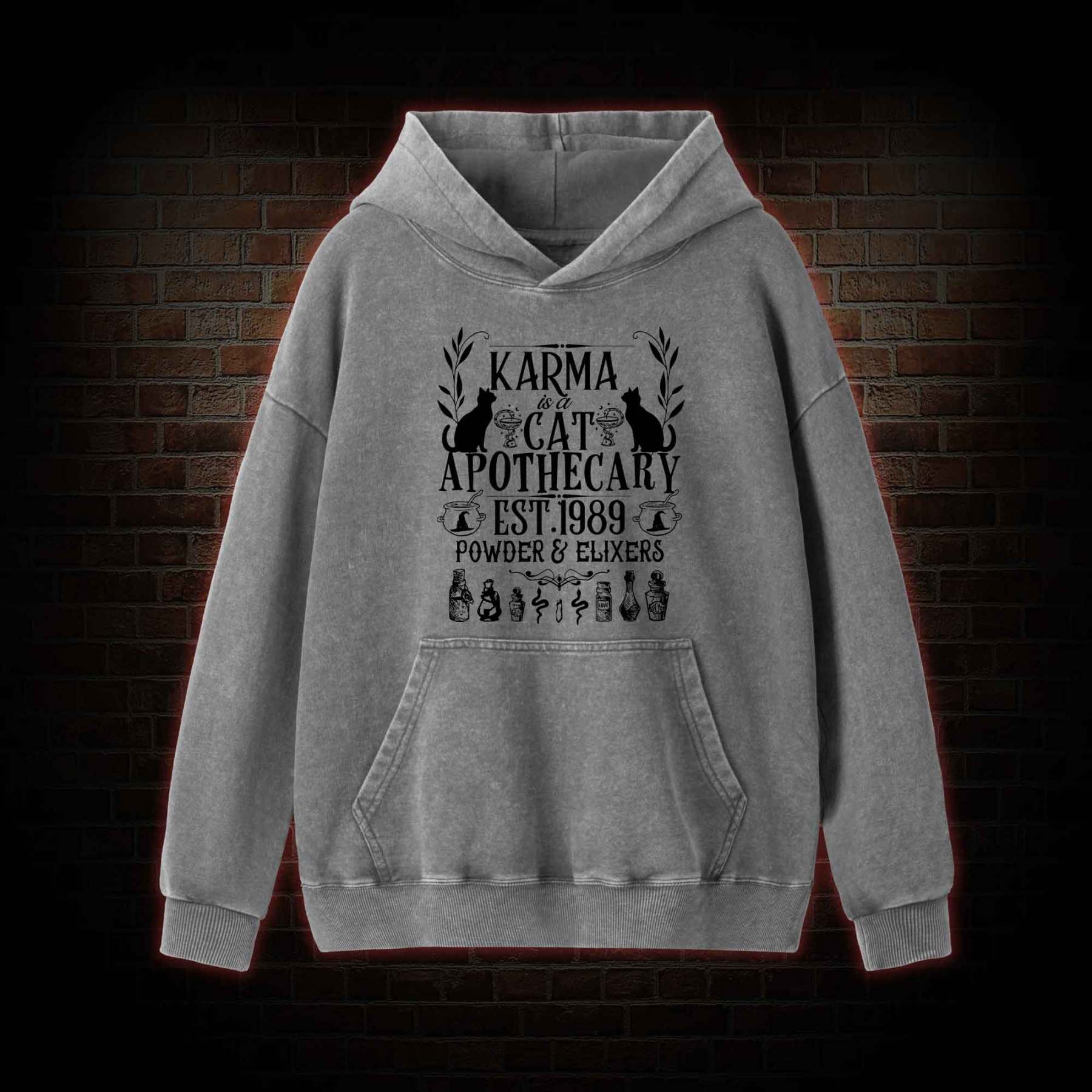 Karma Is A Cat Apothecary Washed Hoodie