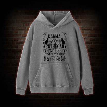 Karma Is A Cat Apothecary Washed Hoodie