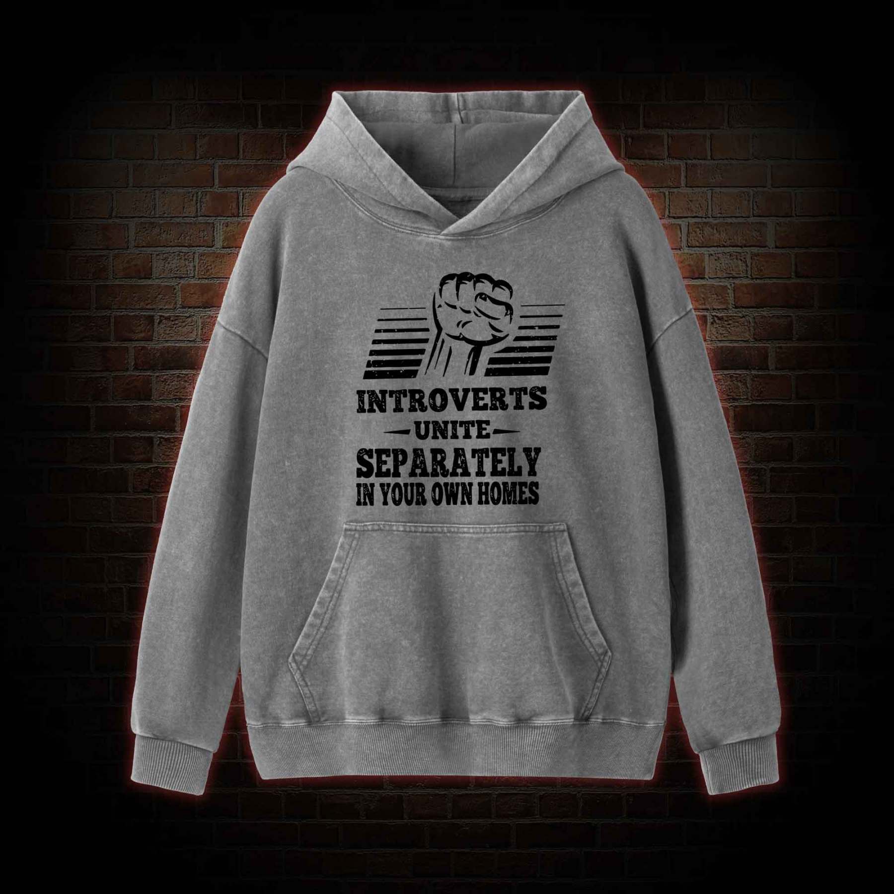 Introverts Unite Separately In Your Own Homes Washed Hoodie