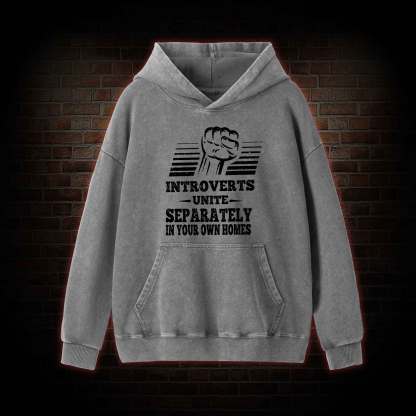 Introverts Unite Separately In Your Own Homes Washed Hoodie