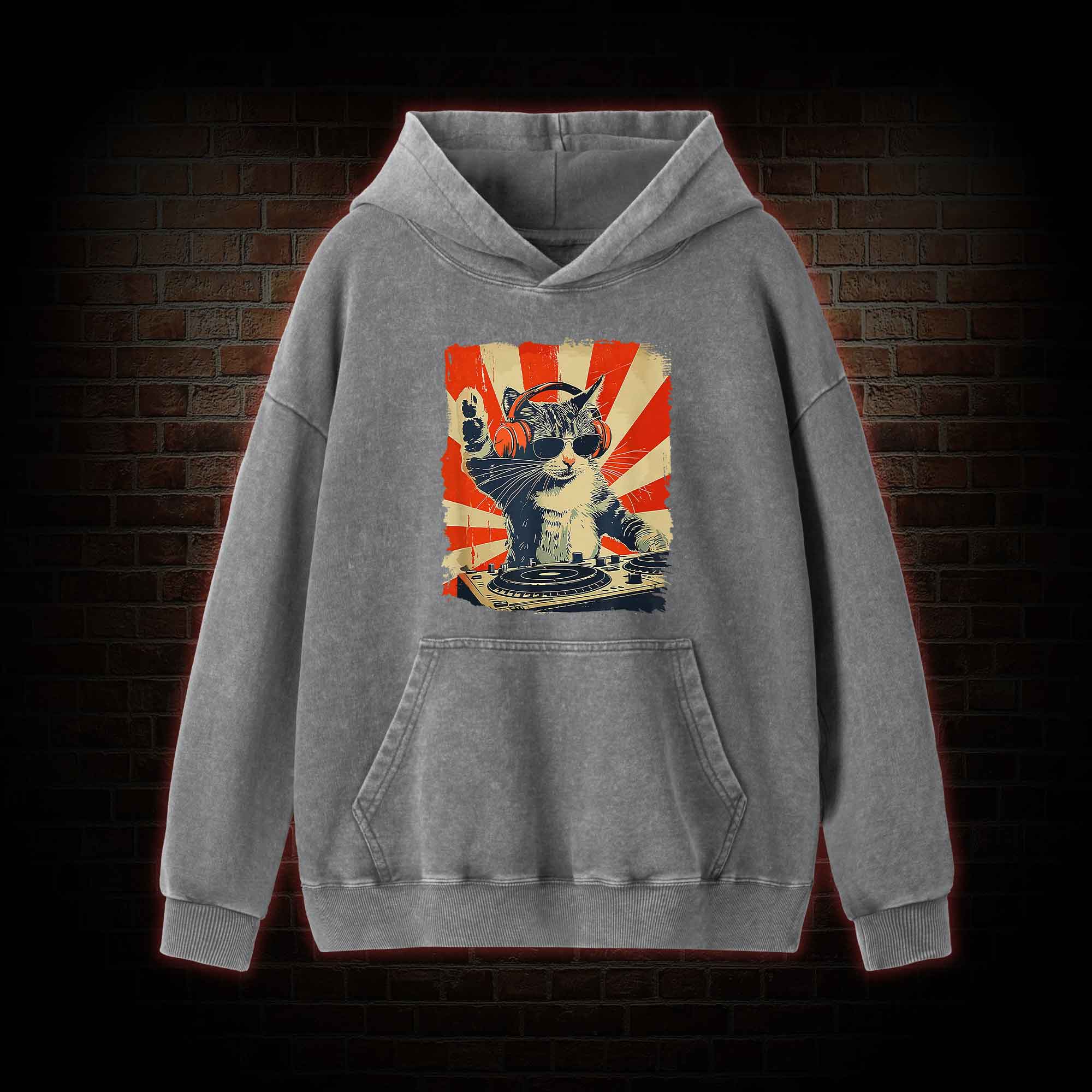 Dj Cat  Washed Hoodie