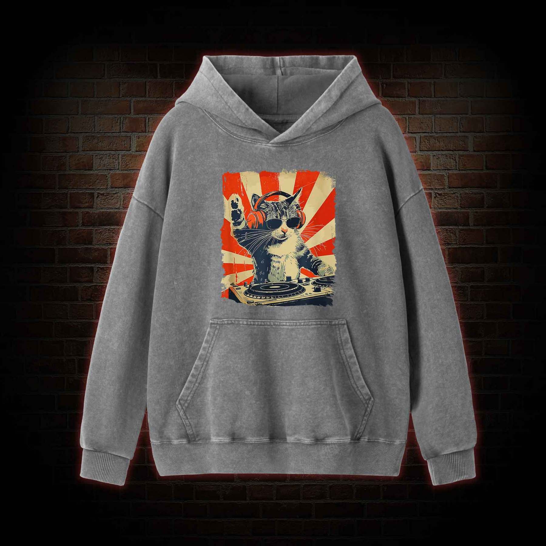 Dj Cat  Washed Hoodie